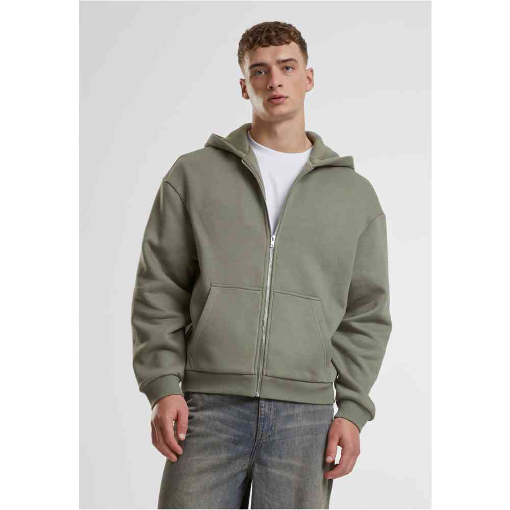 Urban Classics - Fluffy Zip hoodie - Olive green